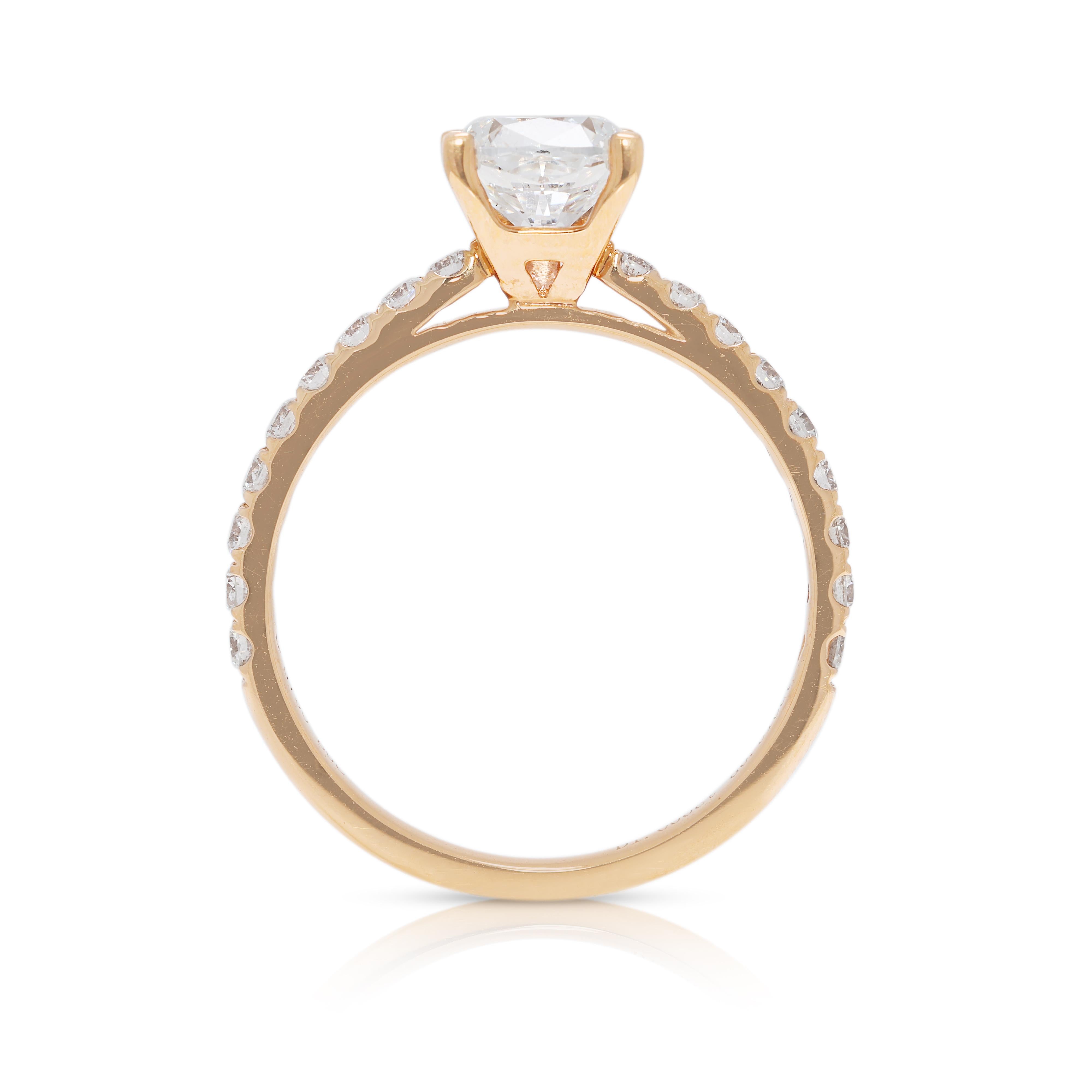 Elegant 1.31ct Natural Diamond Pave Ring in 18K Rose Gold For Sale 2