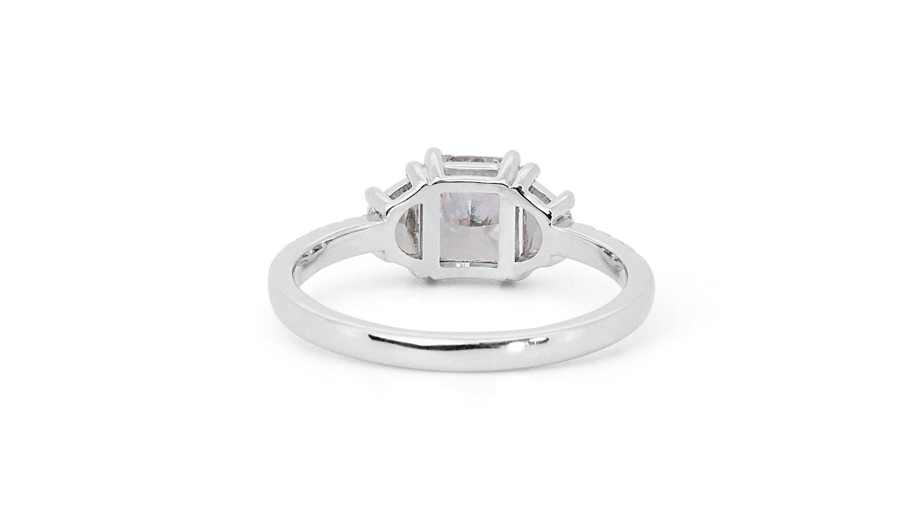 Women's Elegant 1.32ct Diamond Pave Ring in 18K White Gold - GIA Certified