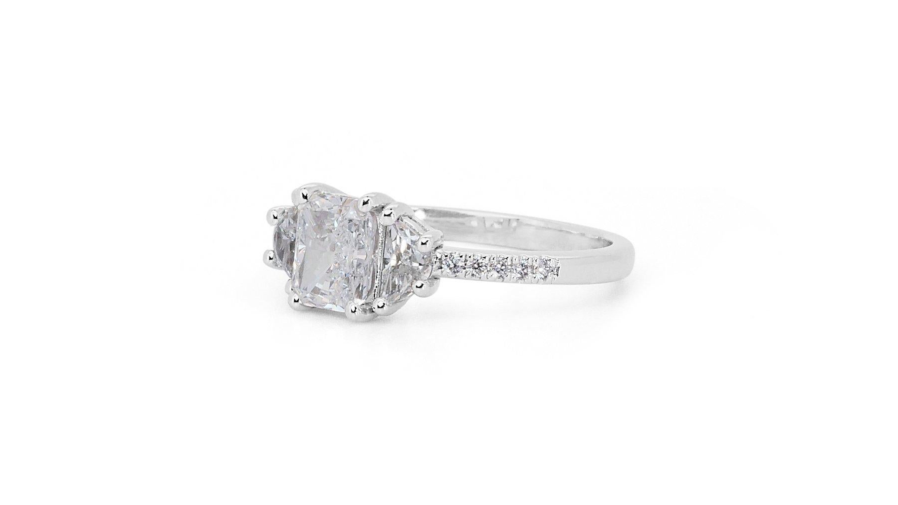 Elegant 1.32ct Diamond Pave Ring in 18K White Gold - GIA Certified 1