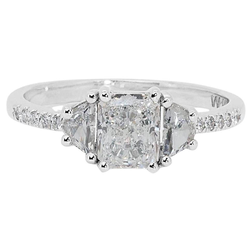 Elegant 1.32ct Diamond Pave Ring in 18K White Gold - GIA Certified