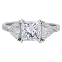 Elegant 1.32ct Diamonds 3-Stone Ring in 18k White Gold - GIA Certified