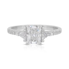 Elegant 1.33ct Diamonds 3-Stone Ring in 18k White Gold - IGI Certified