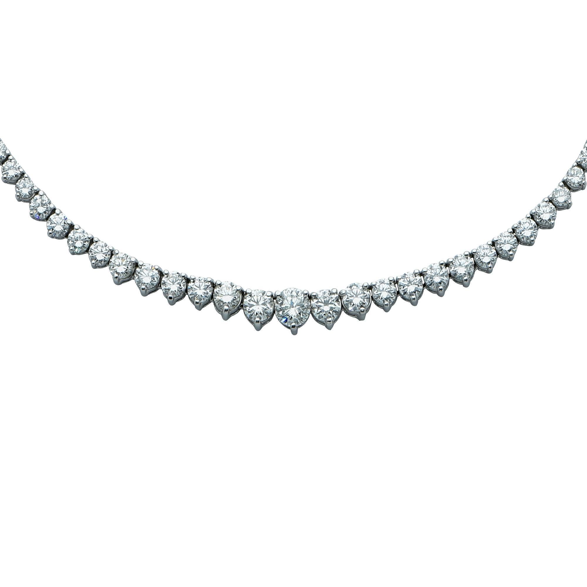 Modern Elegant 13.50 Carat Riviere Diamond Platinum Necklace