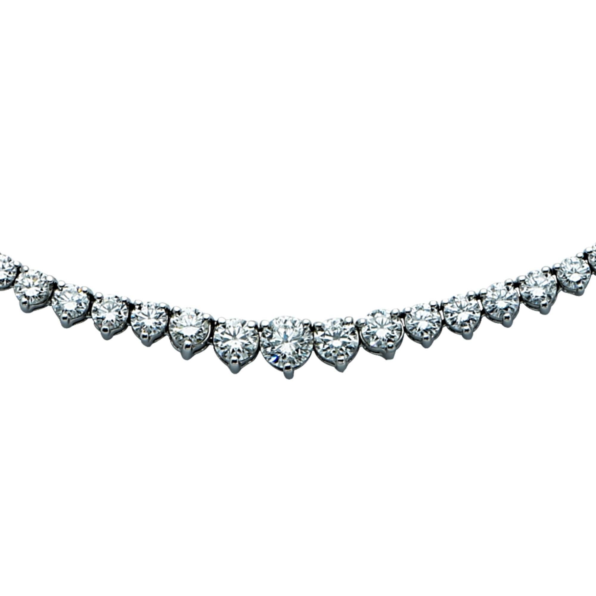 Elegant 13.50 Carat Riviere Diamond Platinum Necklace