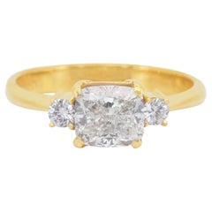 Elegant 1.35ct Diamonds 3-Stone Ring in 18k Yellow Gold - IGI Certified