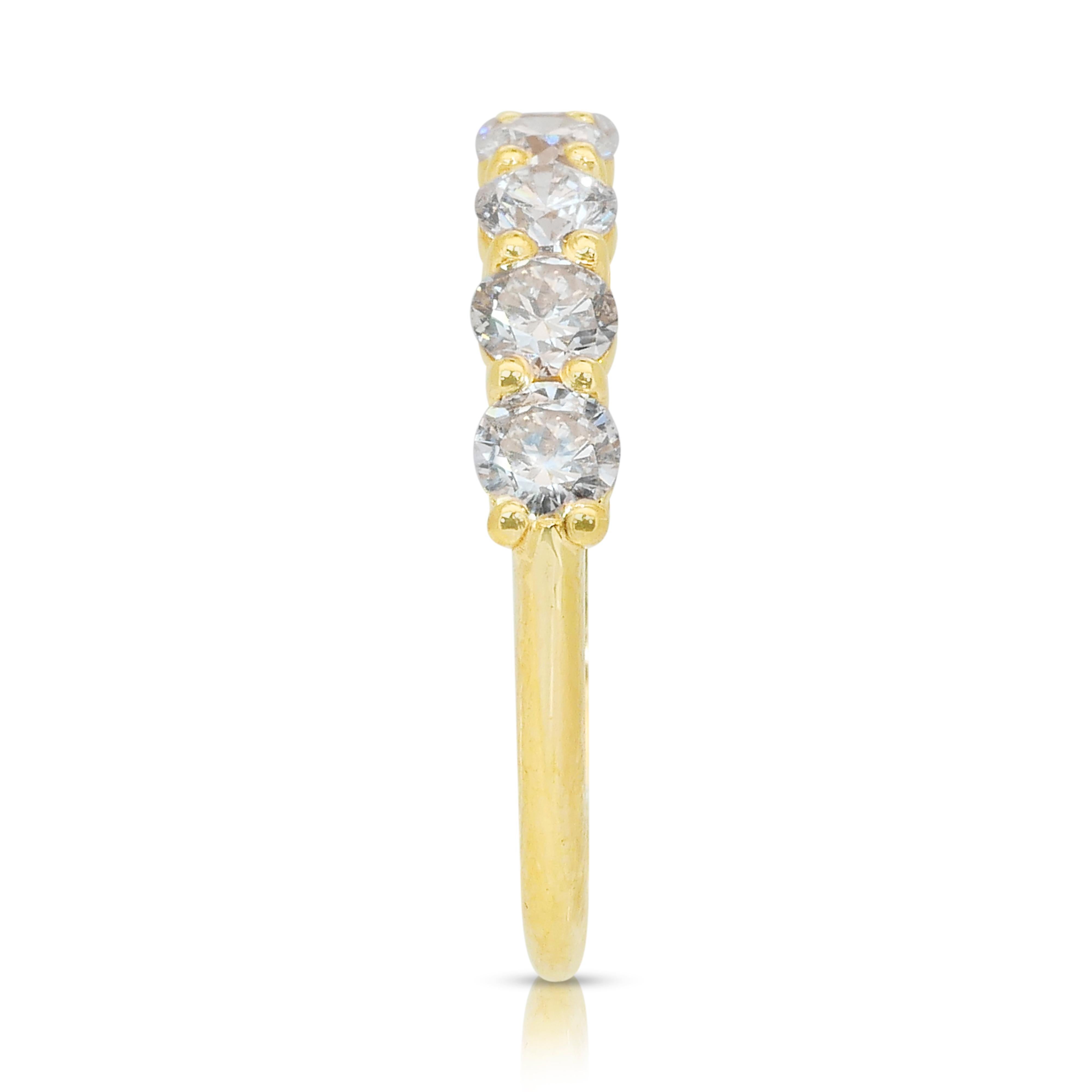 Eleganter 1,35-Karat-Diamanten-Halb-Ewigkeitsring aus 18k Gelbgold - IGI-zertifiziert Damen im Angebot