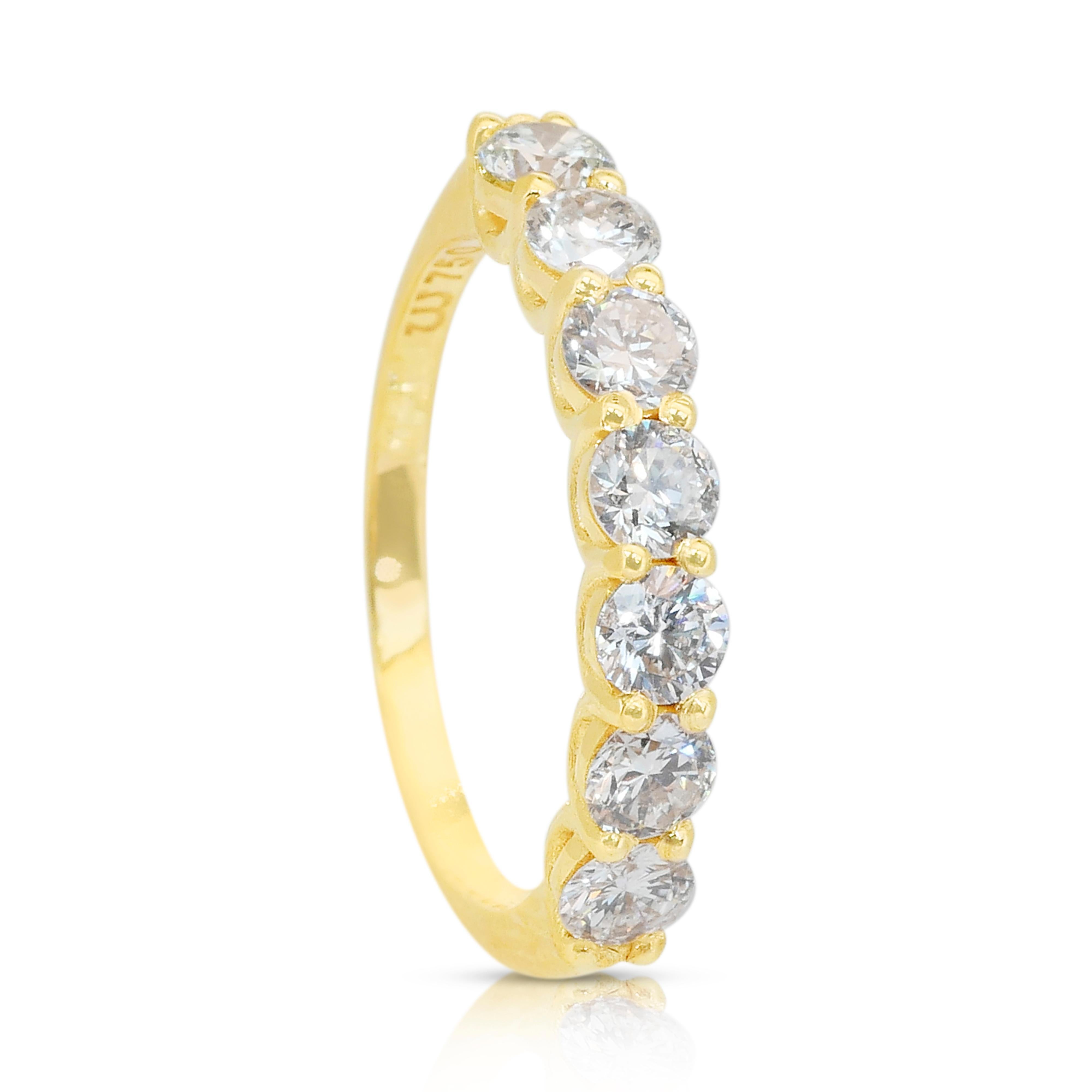 Eleganter 1,35-Karat-Diamanten-Halb-Ewigkeitsring aus 18k Gelbgold - IGI-zertifiziert im Angebot 1