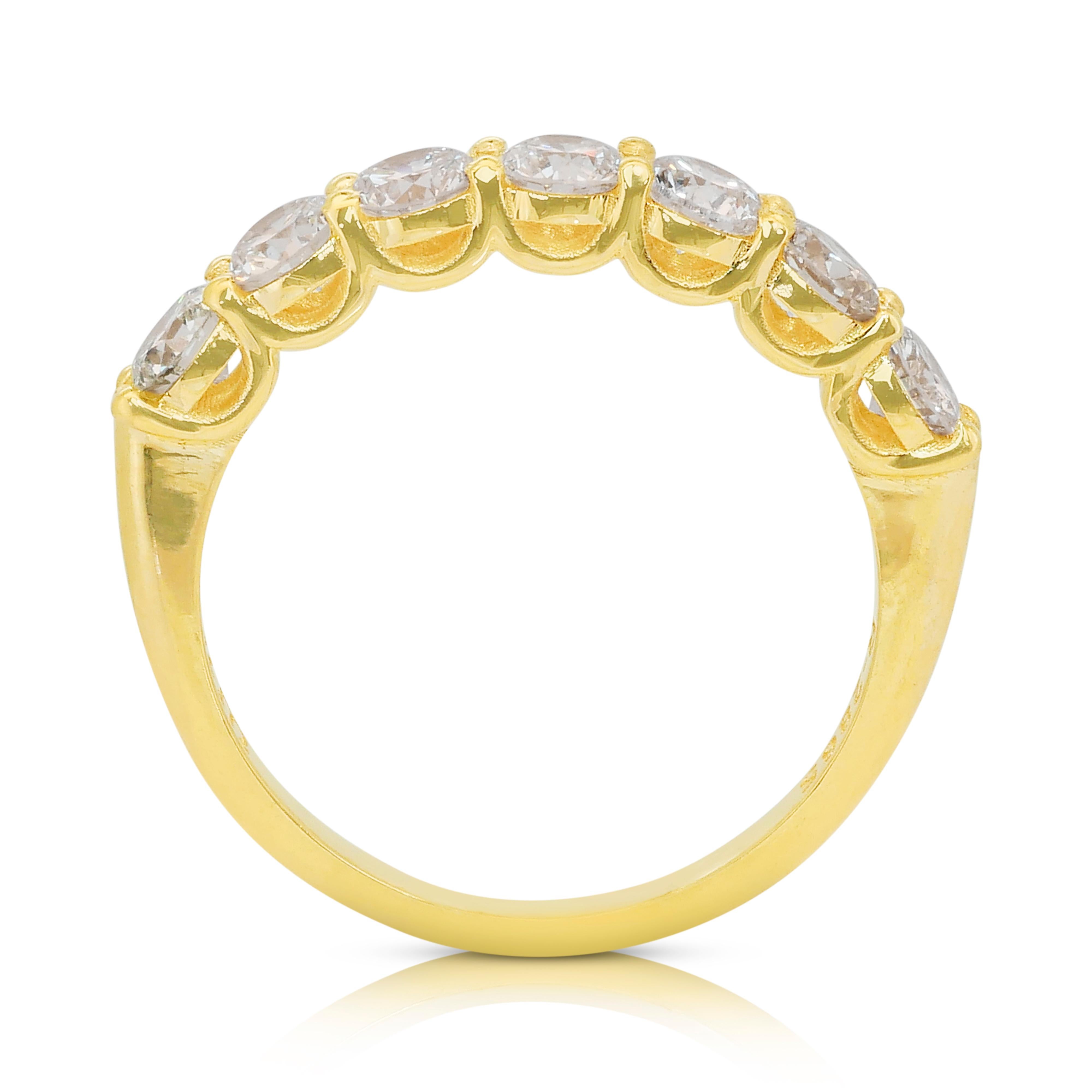 Eleganter 1,35-Karat-Diamanten-Halb-Ewigkeitsring aus 18k Gelbgold - IGI-zertifiziert im Angebot 2