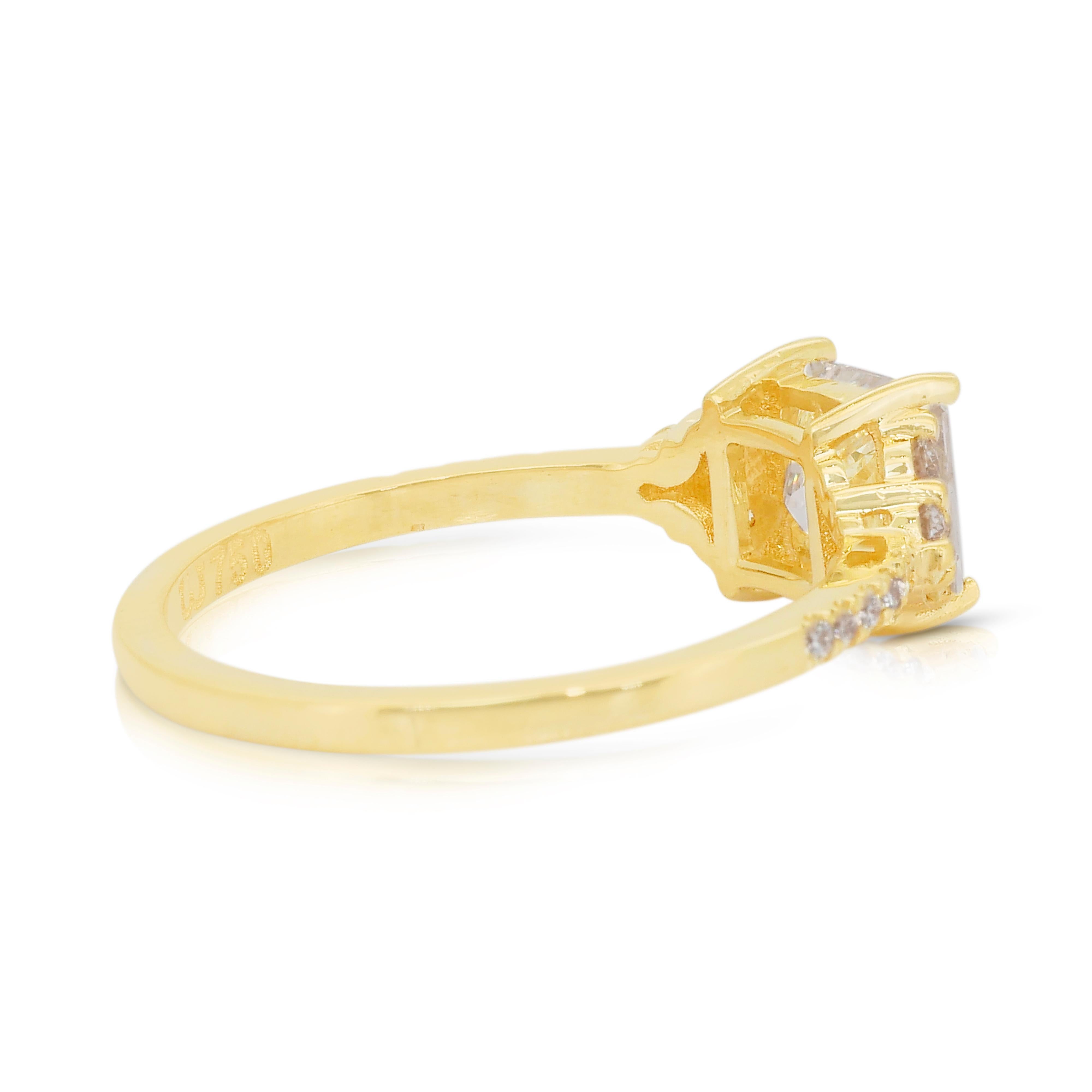 Anello Eleg con 1,36 carati di diamanti in oro giallo 18 carati - Certificato IGI In condizioni Nuovo in vendita a רמת גן, IL