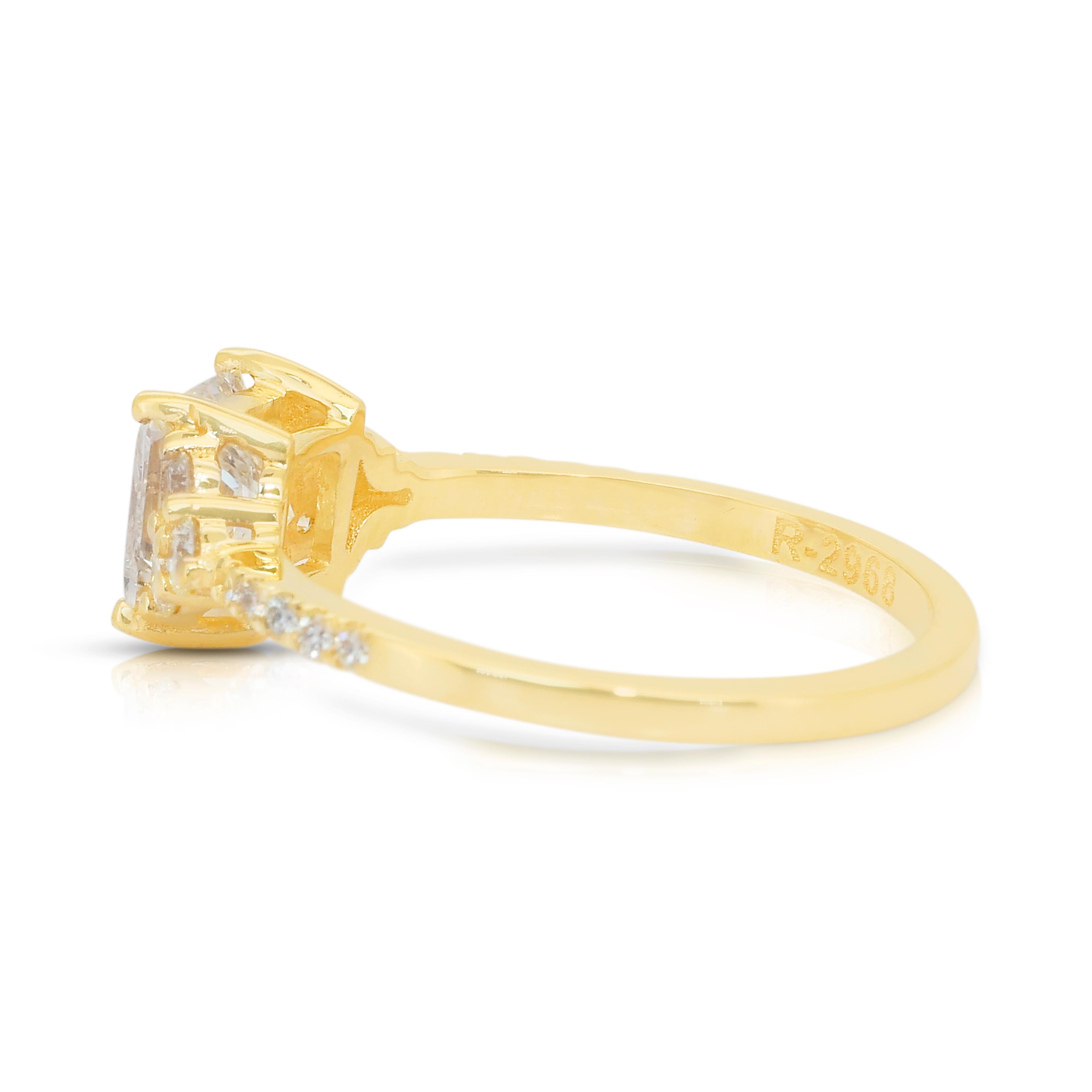 Anello Eleg con 1,36 carati di diamanti in oro giallo 18 carati - Certificato IGI in vendita 1