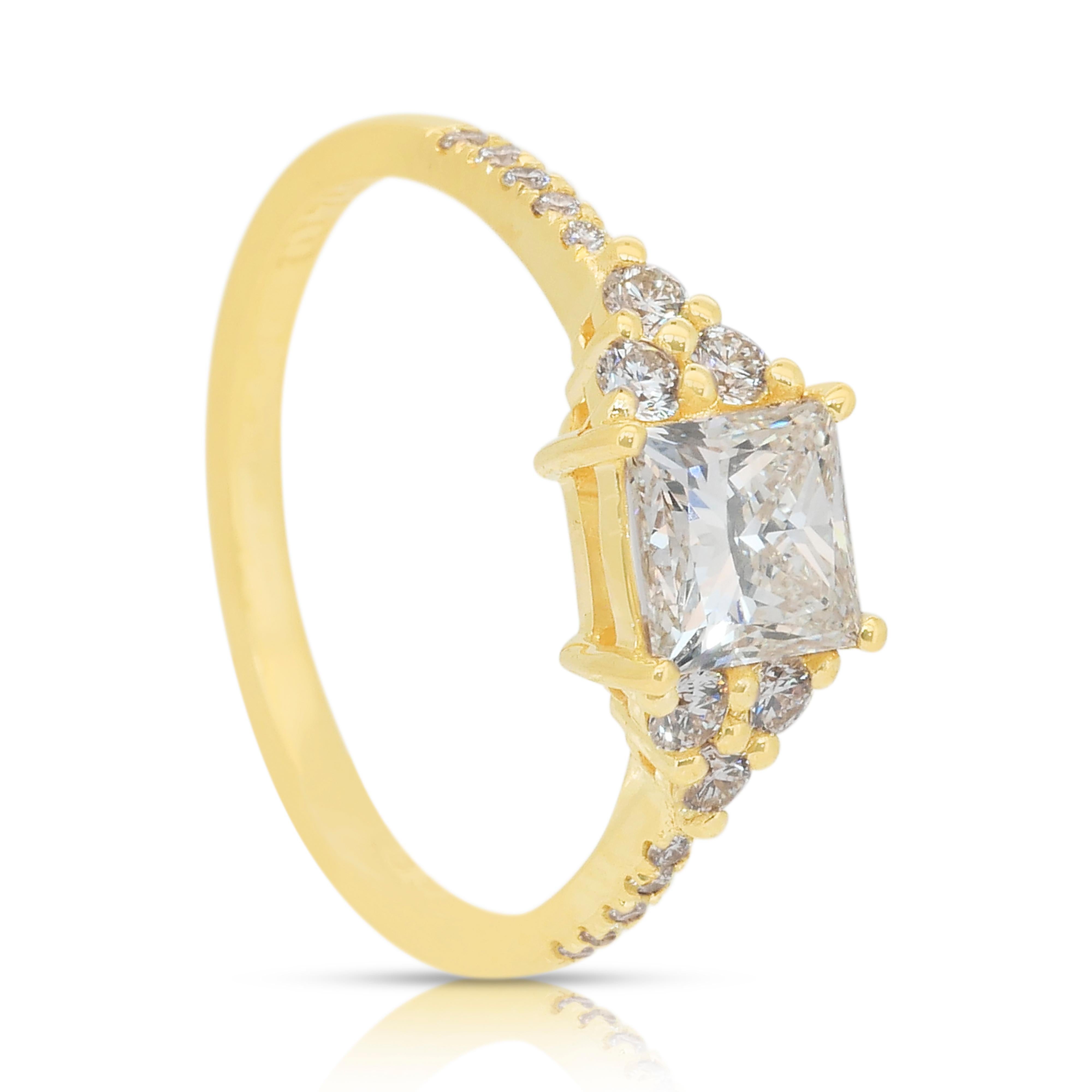 Anello Eleg con 1,36 carati di diamanti in oro giallo 18 carati - Certificato IGI in vendita 3