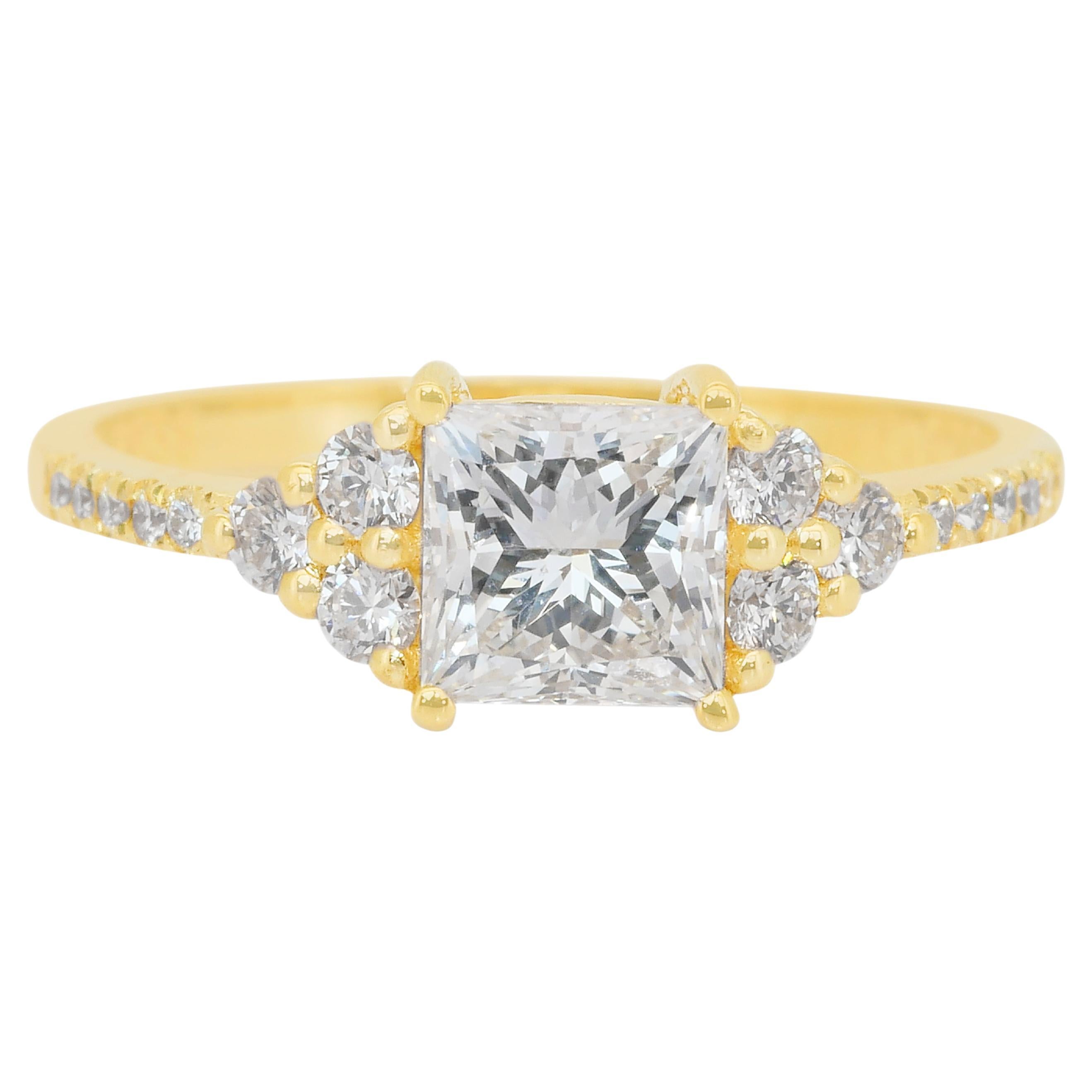 Eleganter 1,36ct Diamanten Ring in 18k Gelbgold - IGI zertifiziert