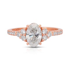 Elegant 1.37ct Diamonds Pave Ring in 18k Rose Gold - IGI Certified