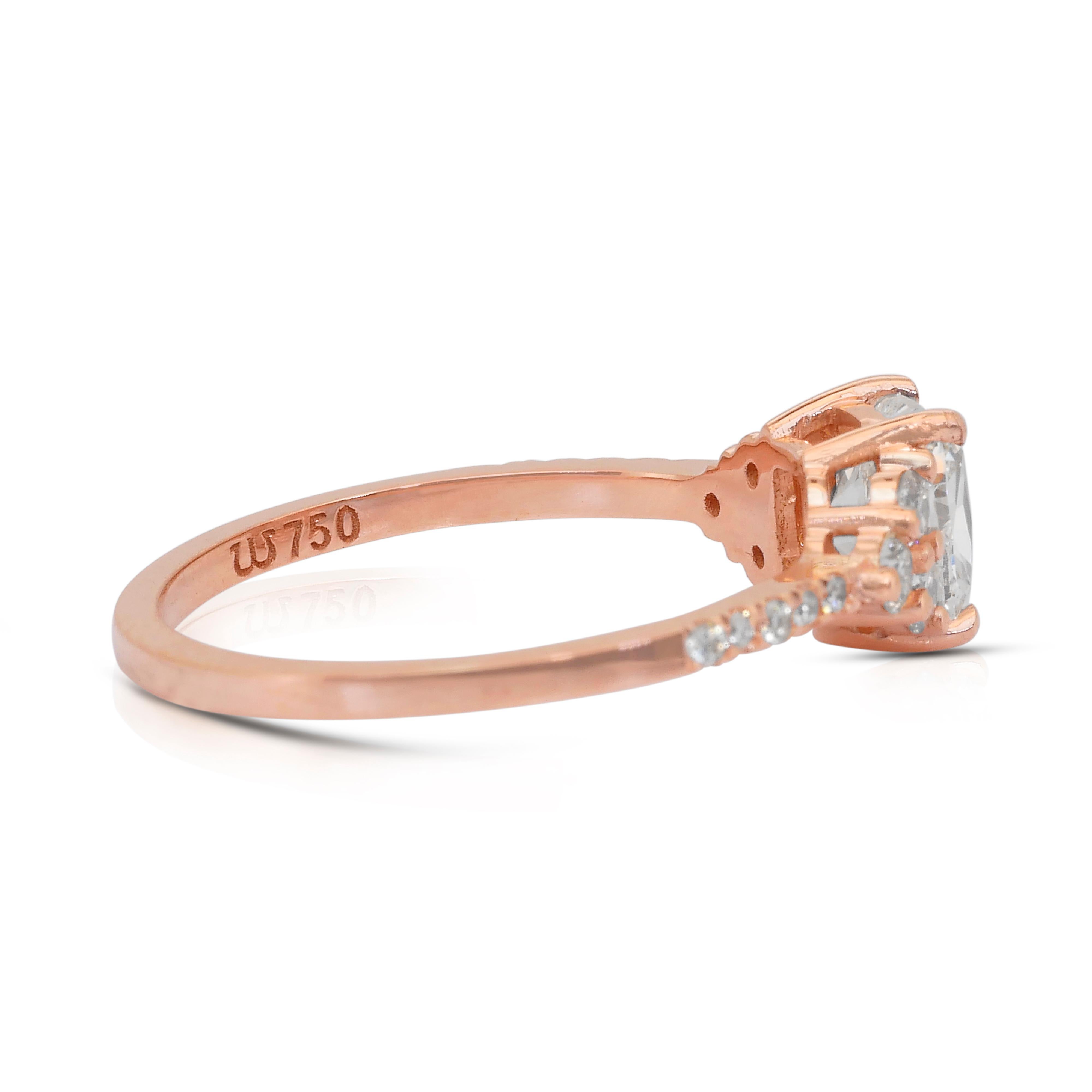 Eleganter 1,37-Karat-Diamantenring in 18k Rose Gold - IGI zertifiziert im Zustand „Neu“ im Angebot in �רמת גן, IL