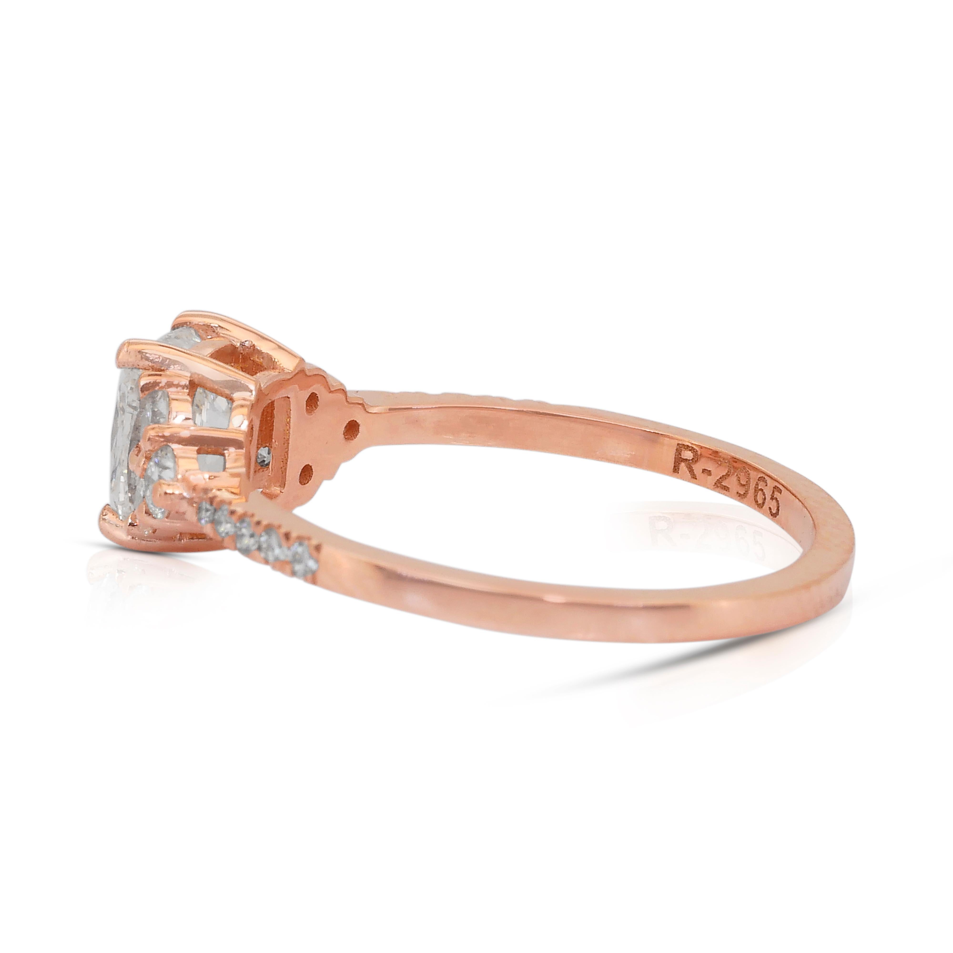 Eleganter 1,37-Karat-Diamantenring in 18k Rose Gold - IGI zertifiziert im Angebot 1