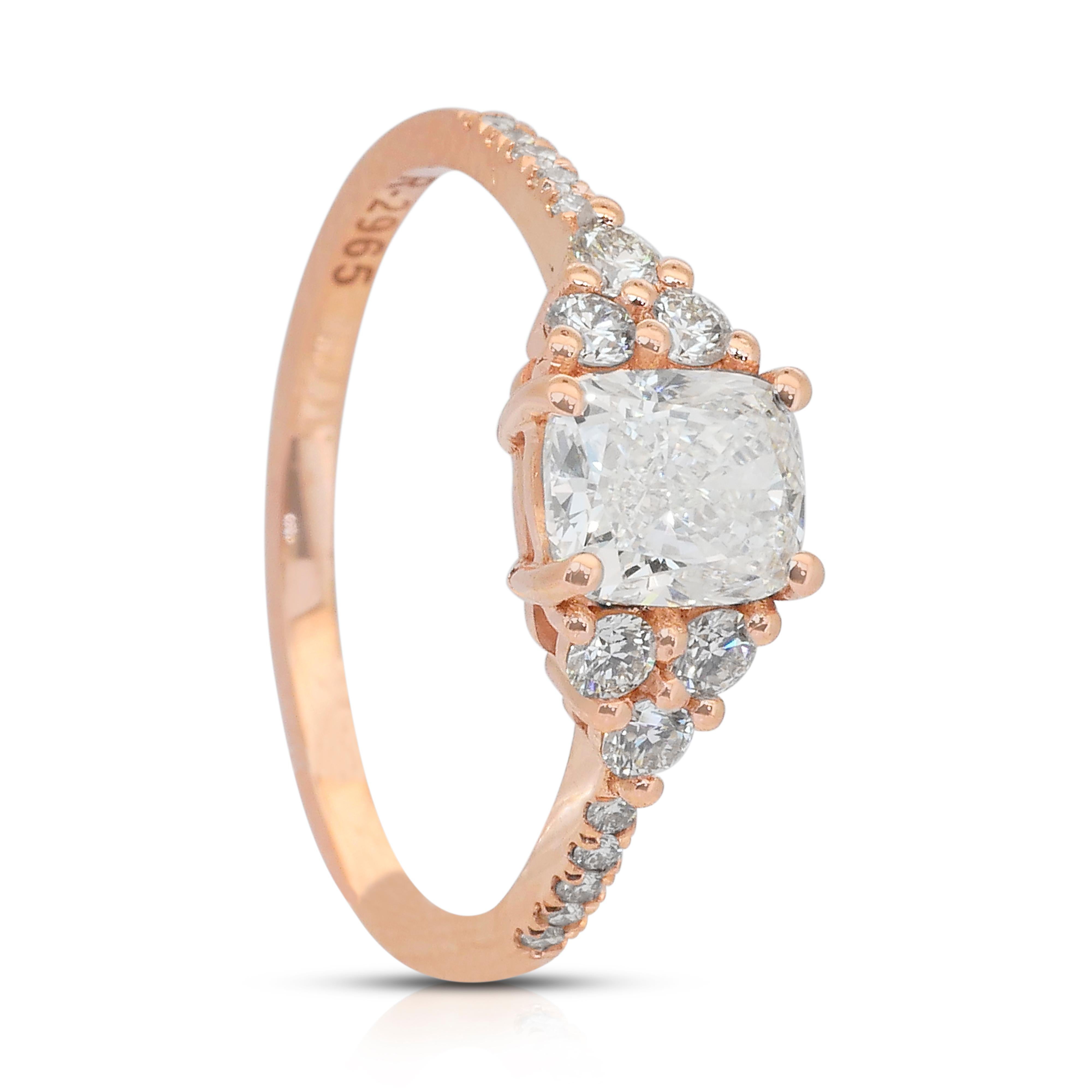 Eleganter 1,37-Karat-Diamantenring in 18k Rose Gold - IGI zertifiziert im Angebot 3