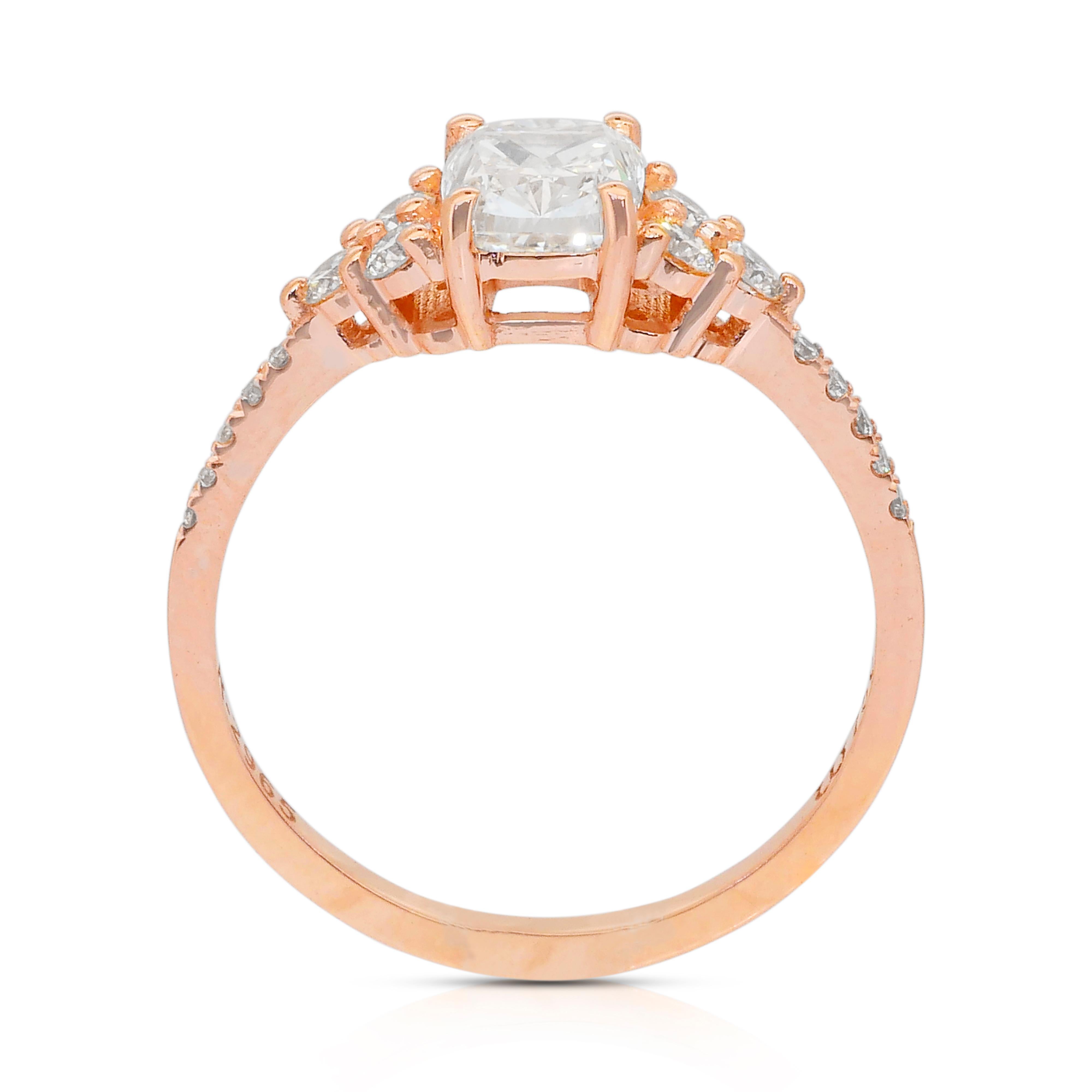 Eleganter 1,37-Karat-Diamantenring in 18k Rose Gold - IGI zertifiziert im Angebot 4