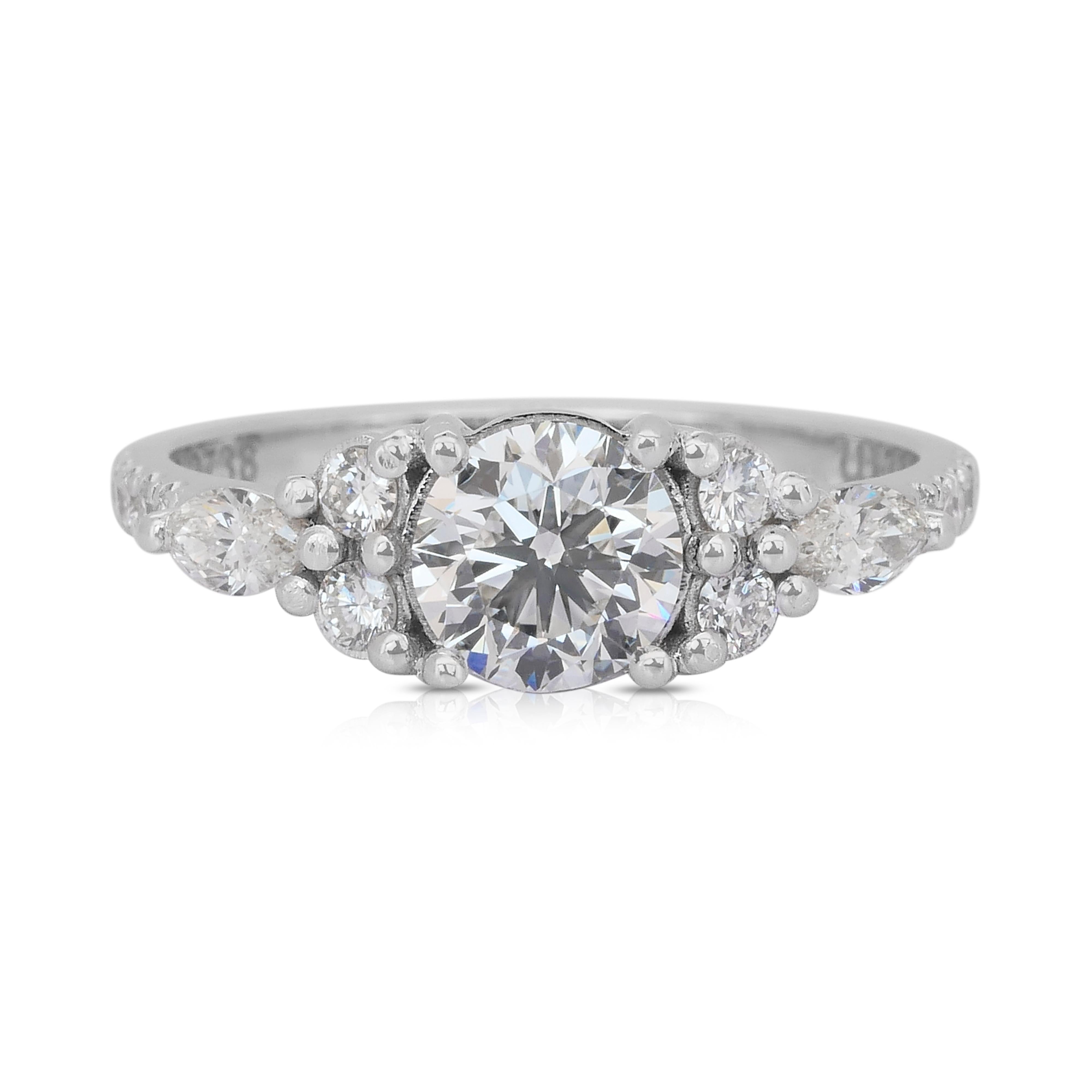 Elegante Anillo de Diamantes de 1,38ct en Oro Blanco de 18k - Certificado GIA