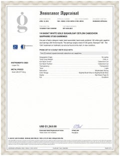 Elegant 14 Karat White Gold Square Sapphire Stud Earrings 0.85 Carats Screw Back