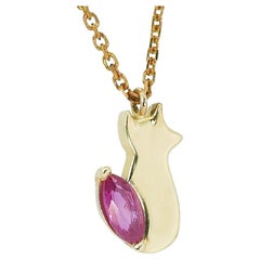Elegant 14 kt. Yellow Gold Necklace with 0.1 ct Ruby - AIG Certificate