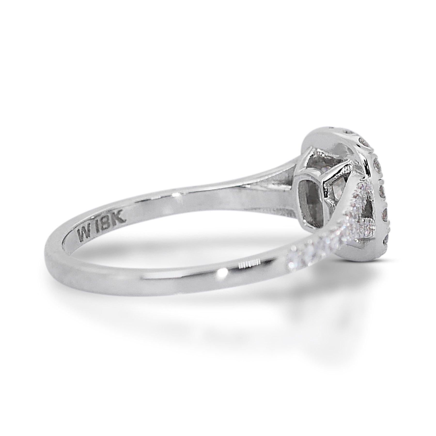 Elegant 1.40ct Cushion-Cut Diamond Halo Ring in 18k White Gold - GIA Certified For Sale 1