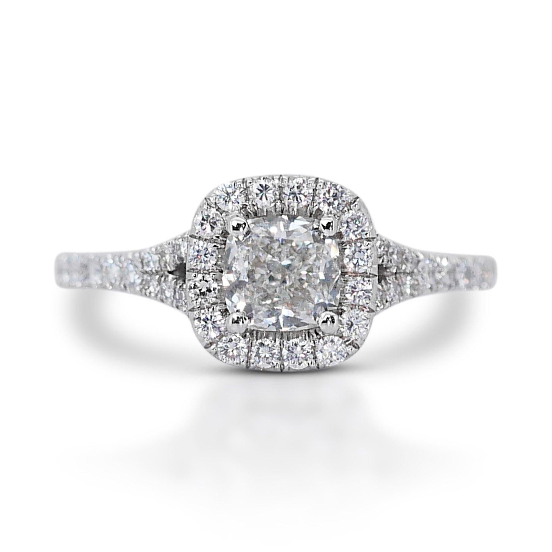 Eleganter 1,40ct Cushion-Cut Diamant-Halo-Ring in 18k Weißgold - GIA zertifiziert im Angebot 3
