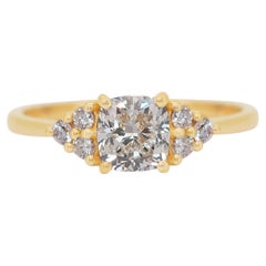 Elegant 1.40ct Diamonds Pave Ring in 18k Yellow Gold - IGI Certified