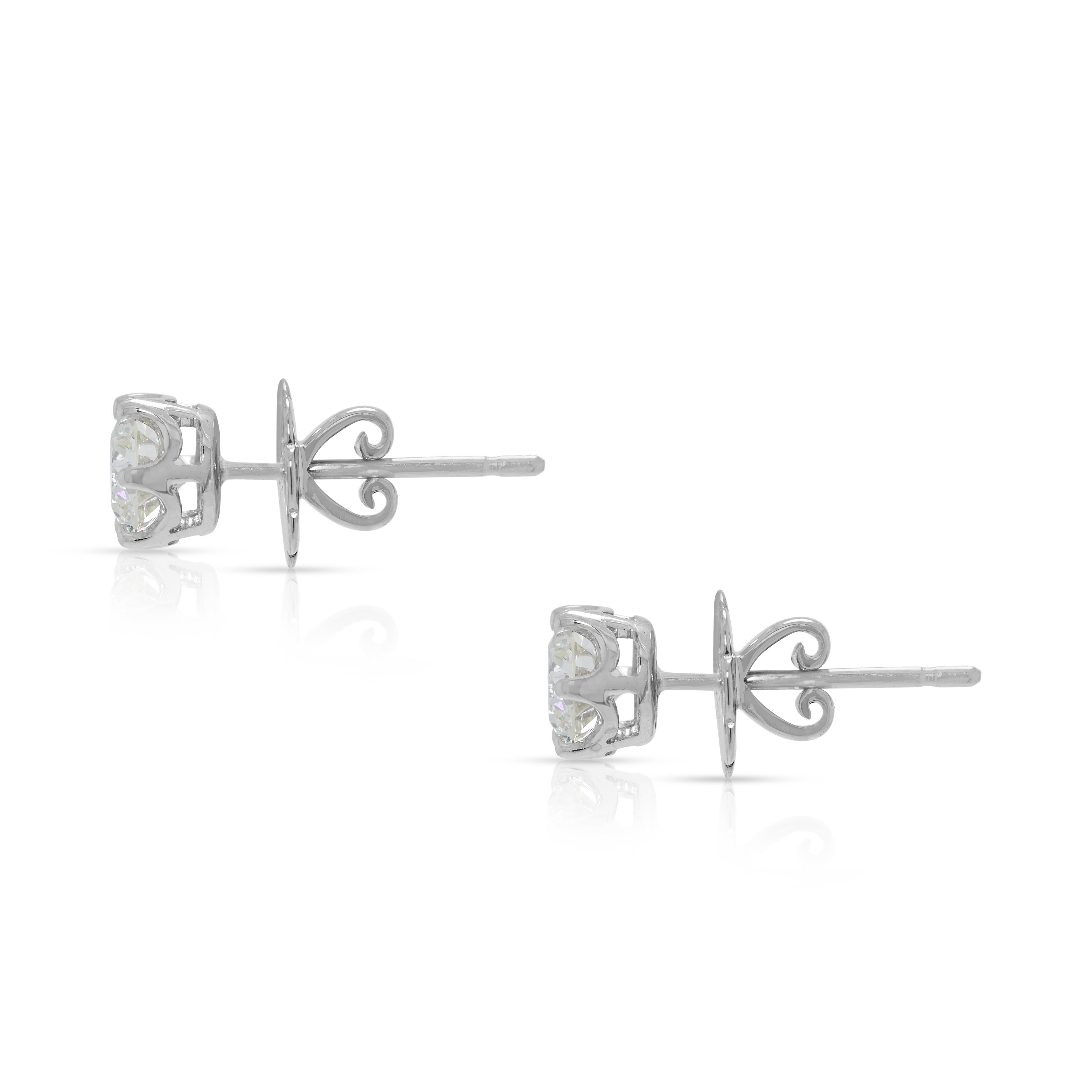 Donna Elegance Orecchini con diamanti naturali da 1,40 carati in oro bianco 18 carati in vendita