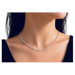 ELEGANT, 14.50 Cts Natural Diamond Tennis Necklace 14K White 20''