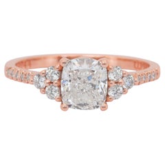 Elegant 1.45ct Diamonds Pave Ring in 18k Rose Gold - IGI Certified