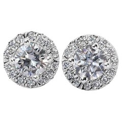 Elegant 1.45ct Triple Excellent Ideal Cut Diamonds Stud Earrings - GIA Certified