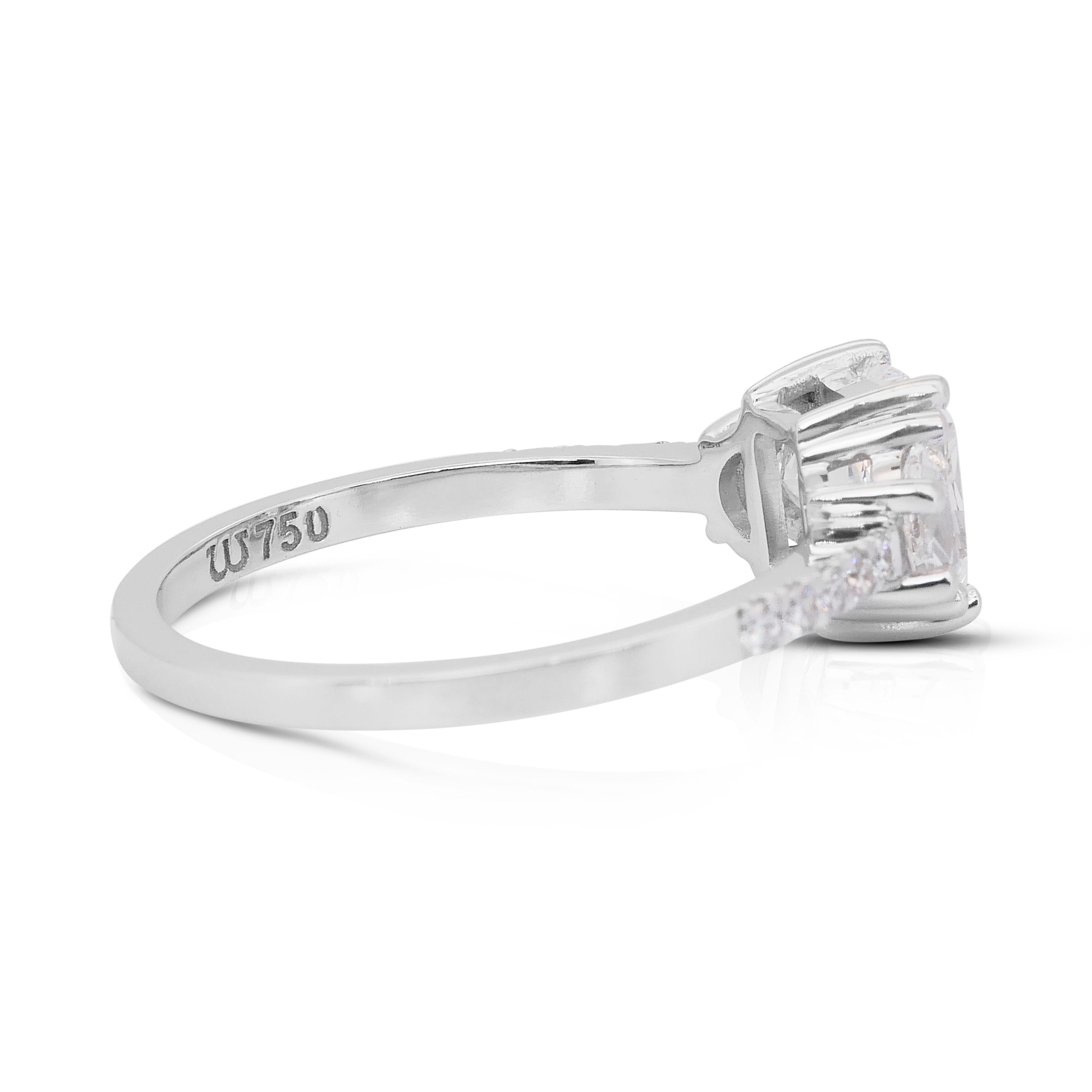 Elegante anello con doppio diamante eccellente a taglio ideale da 1,47 carati in oro bianco 18 carati - GIA In condizioni Nuovo in vendita a רמת גן, IL