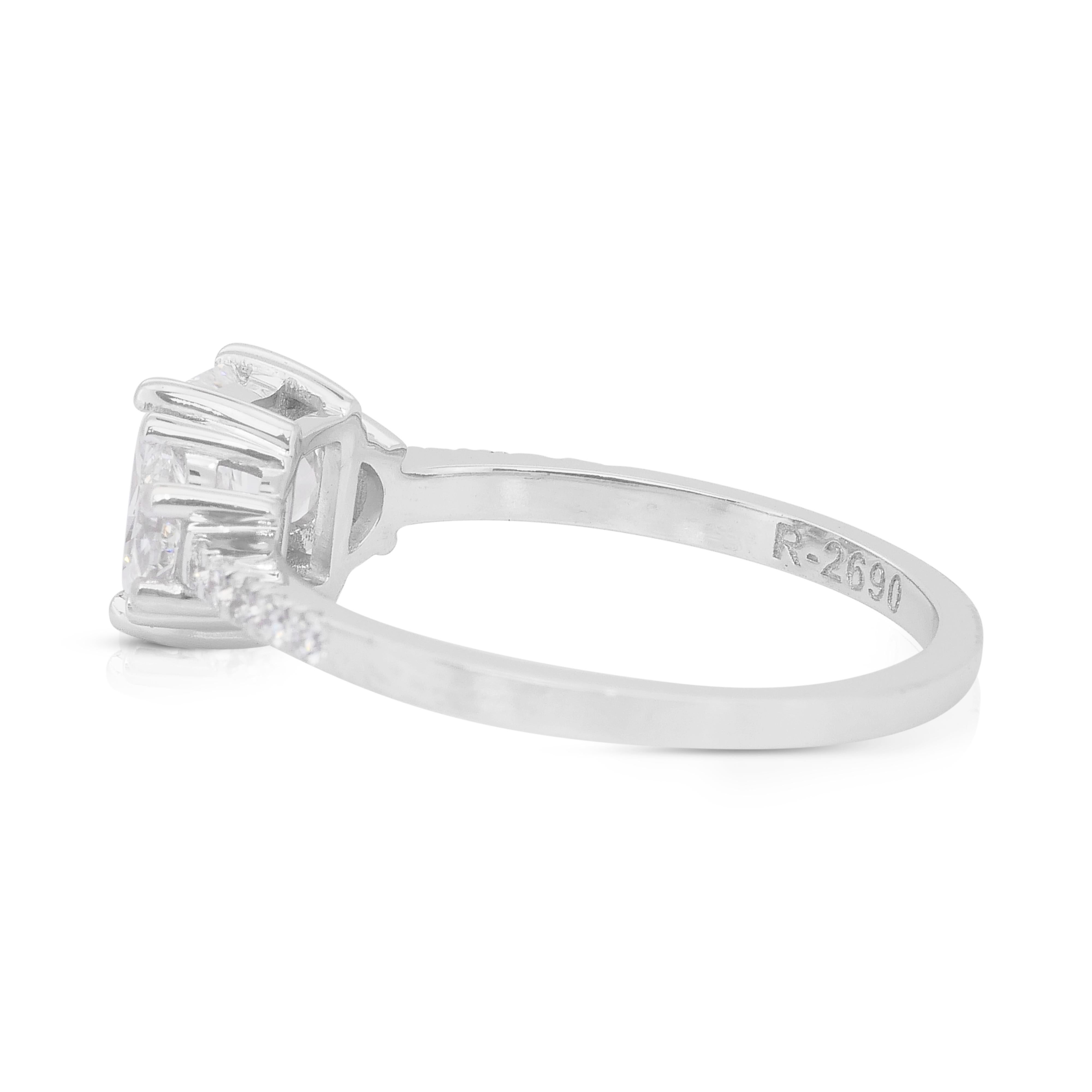 Donna Elegante anello con doppio diamante eccellente a taglio ideale da 1,47 carati in oro bianco 18 carati - GIA in vendita