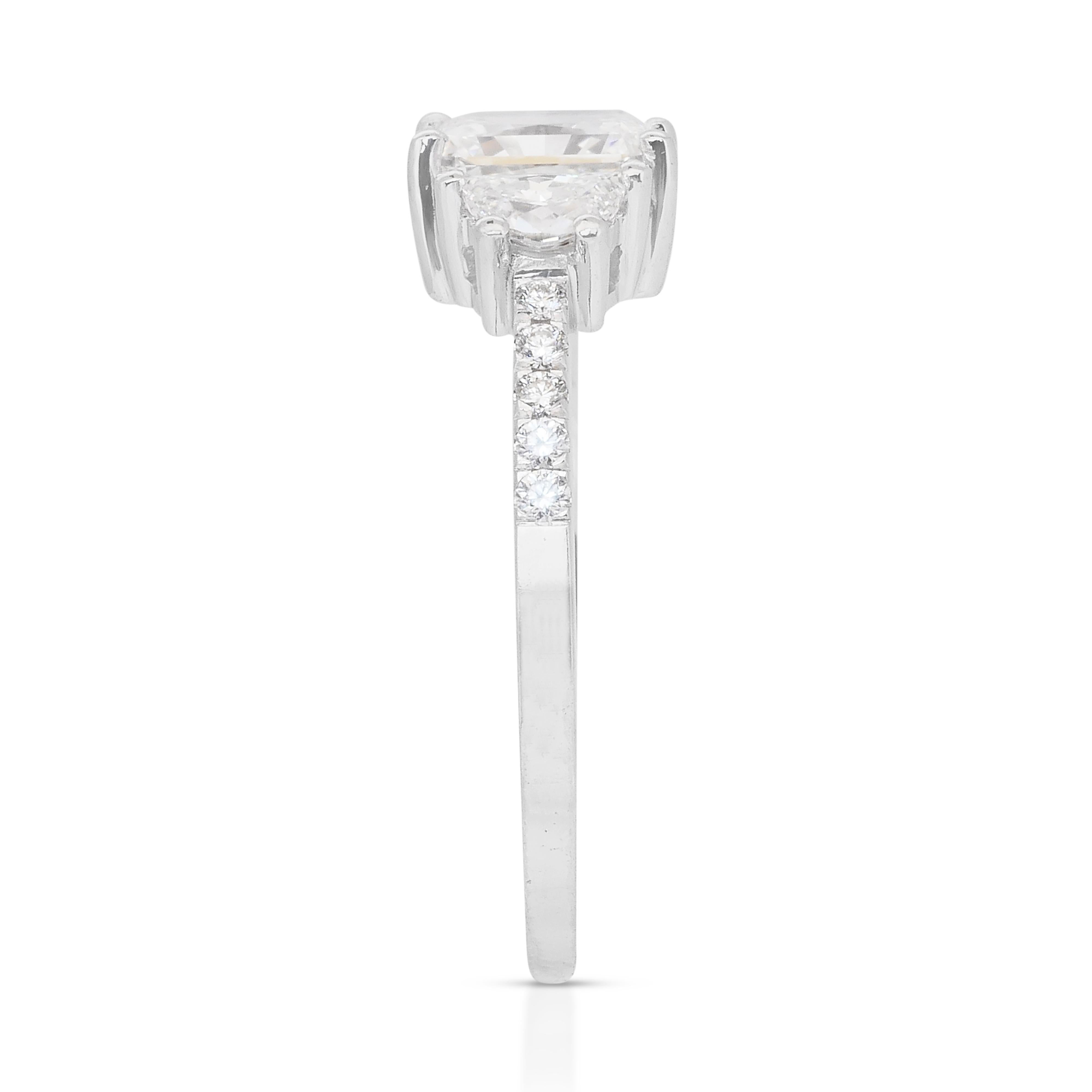 Elegante anello con doppio diamante eccellente a taglio ideale da 1,47 carati in oro bianco 18 carati - GIA in vendita 2