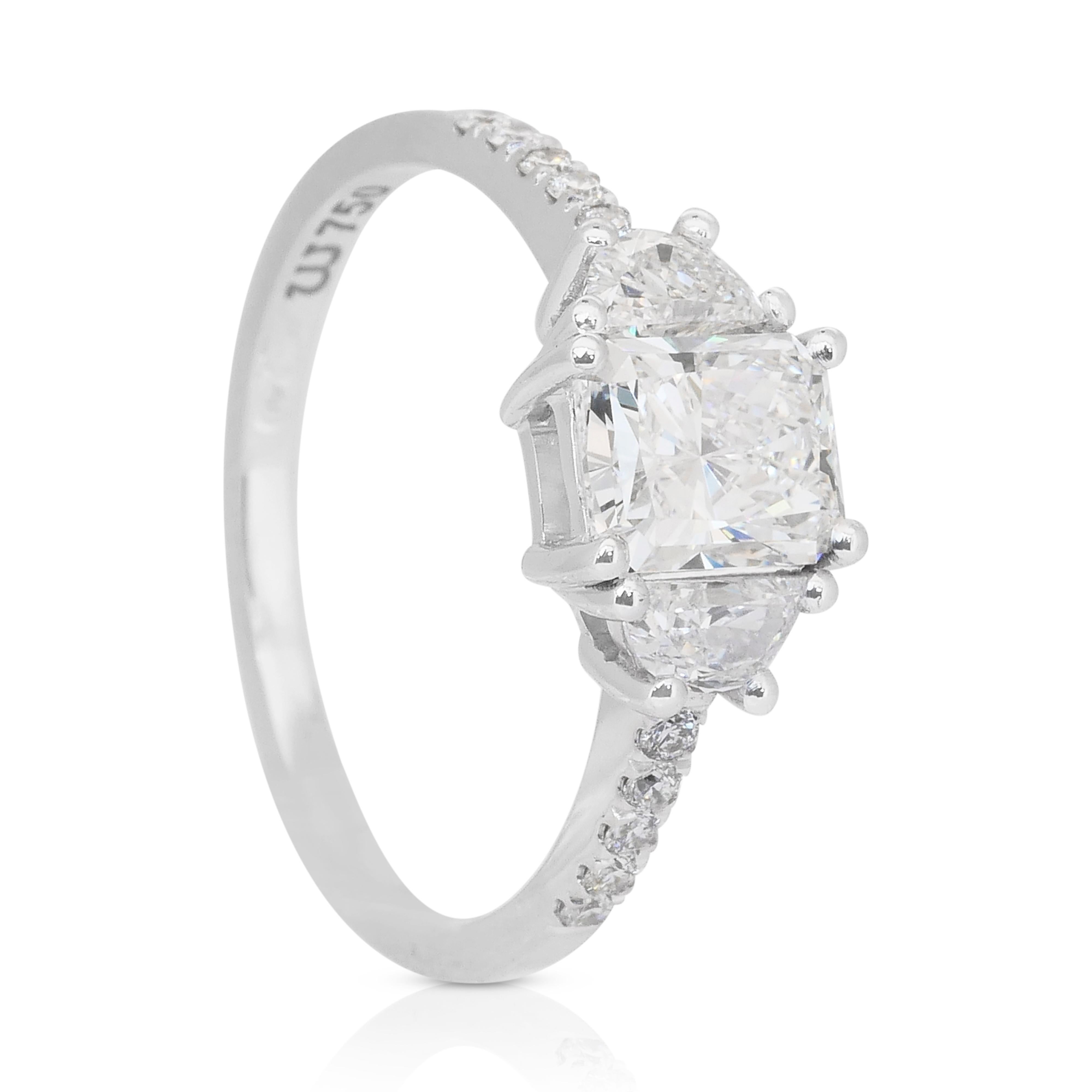 Elegante anello con doppio diamante eccellente a taglio ideale da 1,47 carati in oro bianco 18 carati - GIA in vendita 3