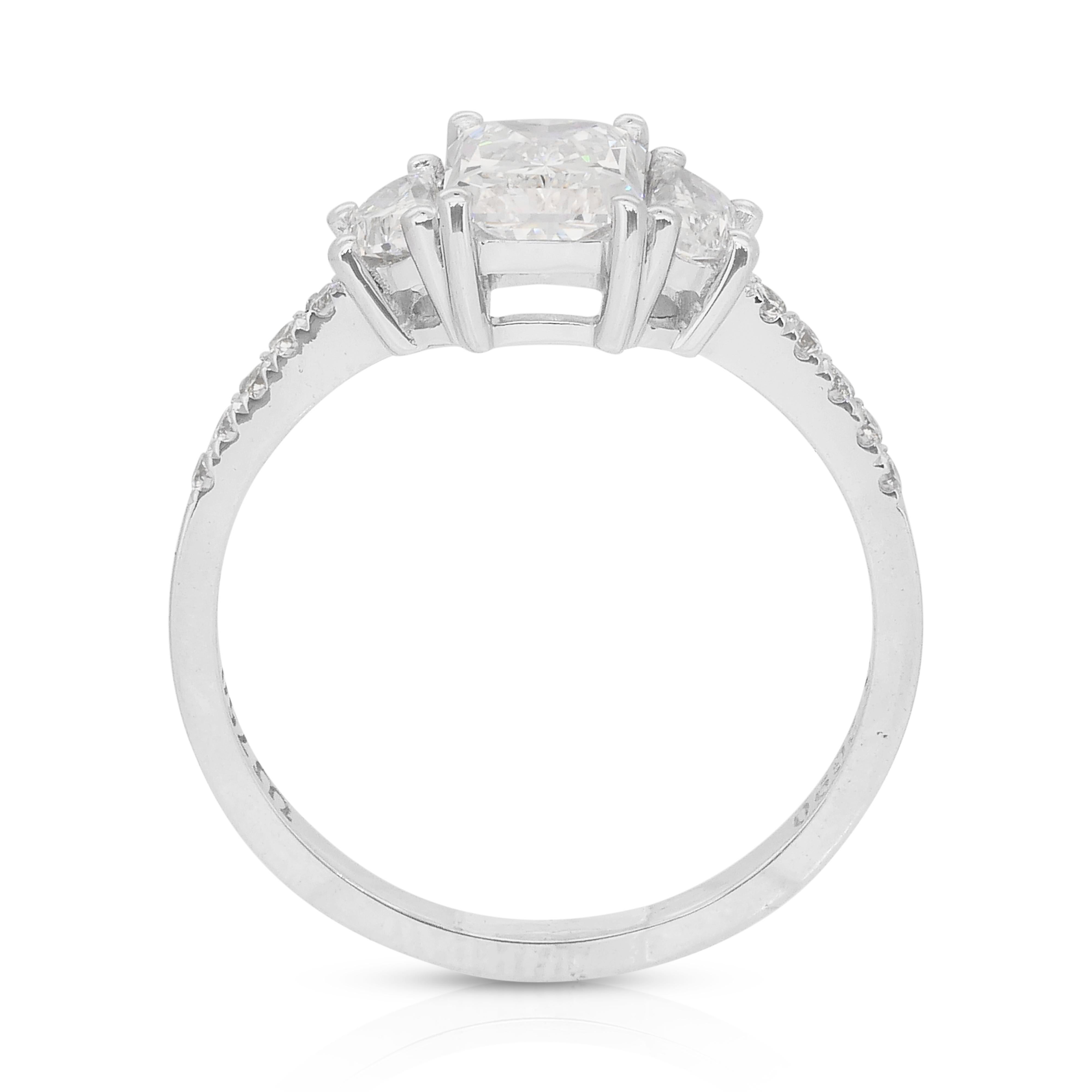 Elegante anello con doppio diamante eccellente a taglio ideale da 1,47 carati in oro bianco 18 carati - GIA in vendita 4