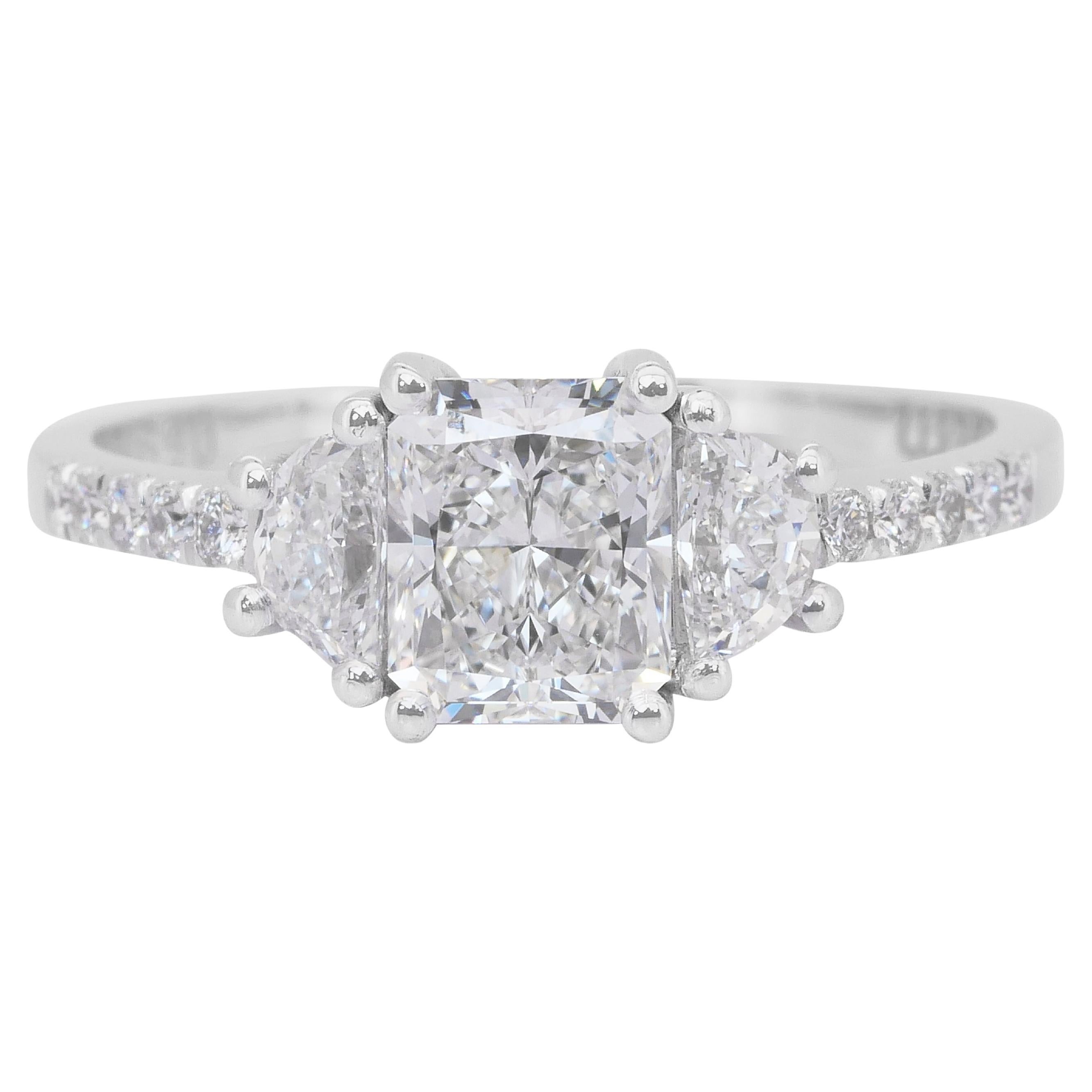 Elegant 1.47ct Double Excellent Ideal Cut Diamonds Ring in 18k White Gold - GIA