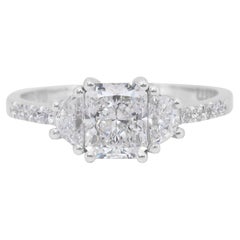Elegant 1.47ct Double Excellent Ideal Cut Diamonds Ring in 18k White Gold - GIA