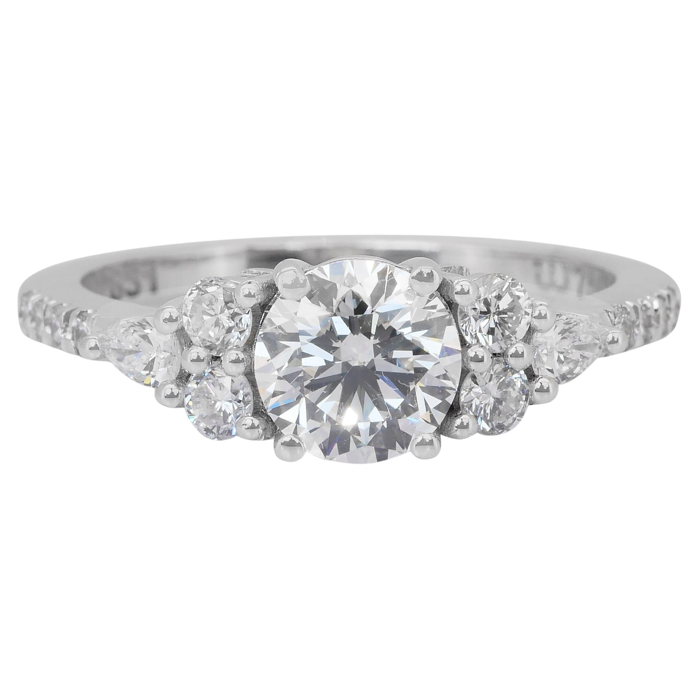 Elegant 1.48ct Diamonds Ring in 18k White Gold - IGI Certified