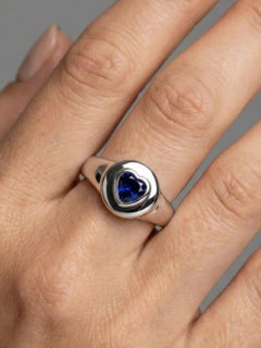 Elegant 14K (18K Custom) White Gold Heart-Shaped Sapphire Ring