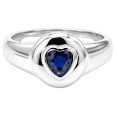 Elegant 14K (18K Custom) White Gold Heart-Shaped Sapphire Ring