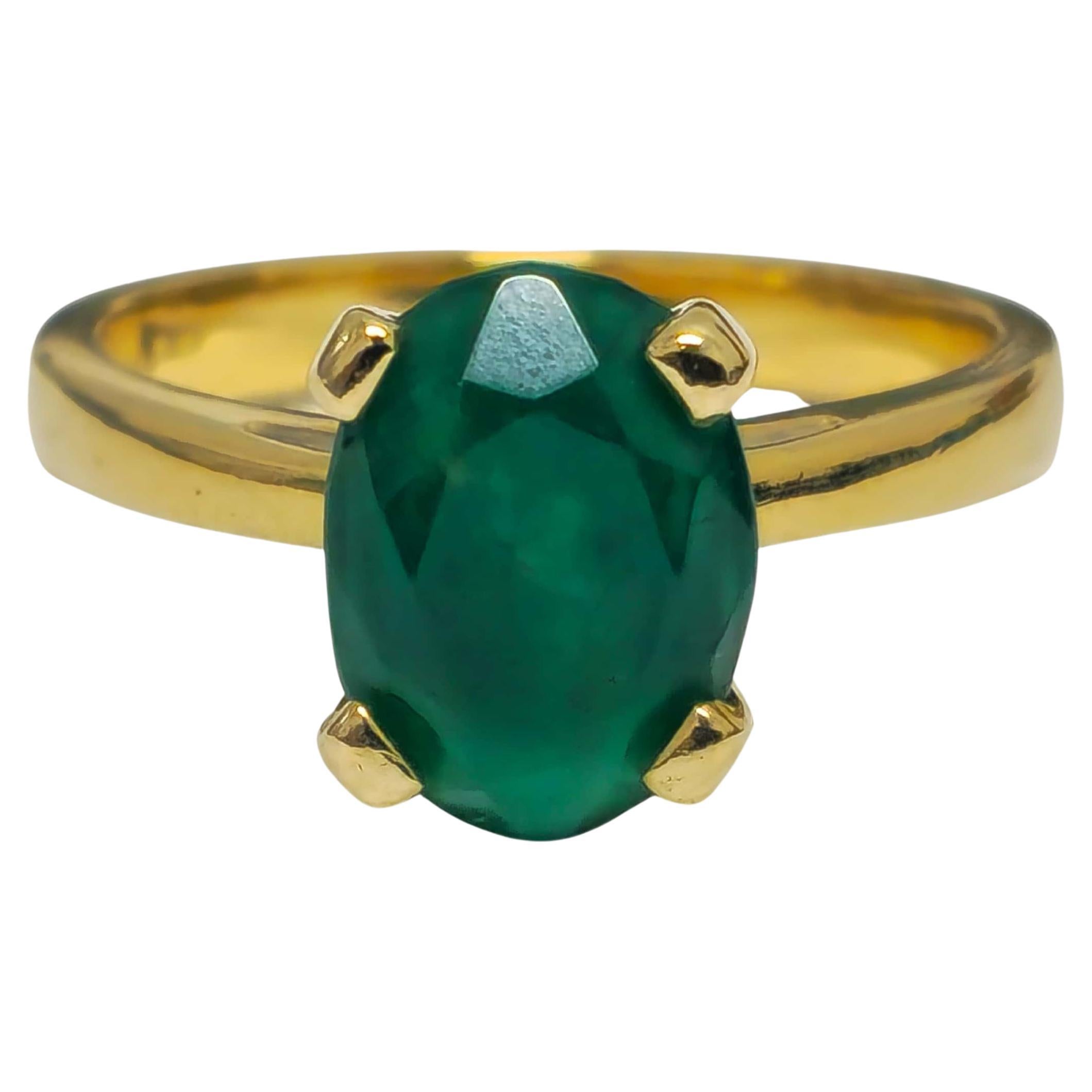 Élégante bague solitaire en or 14 carats avec émeraude 3,1 carats