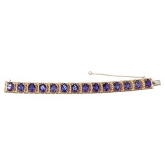 Elegant 14K Gold Amethyst Bracelet with Intricate Filigree Design