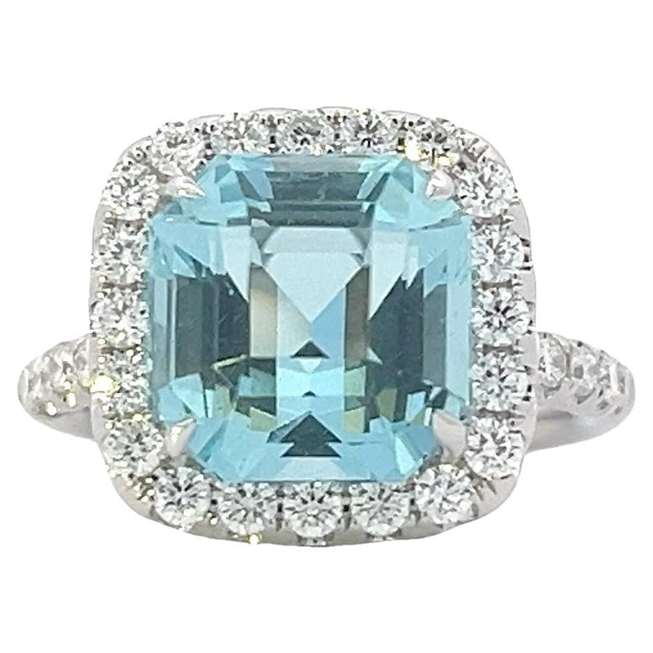 **Élegant or 14 carats bleu turquoise  Bague de fiançailles avec halo de diamants**