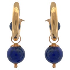 Elegant 14K Gold Convertible Dangle Earrings with Lapis Lazuli