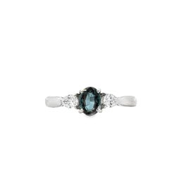 Élégante bague de fiançailles en or 14 carats avec diamants et saphirs - duo de luxe taille radiant