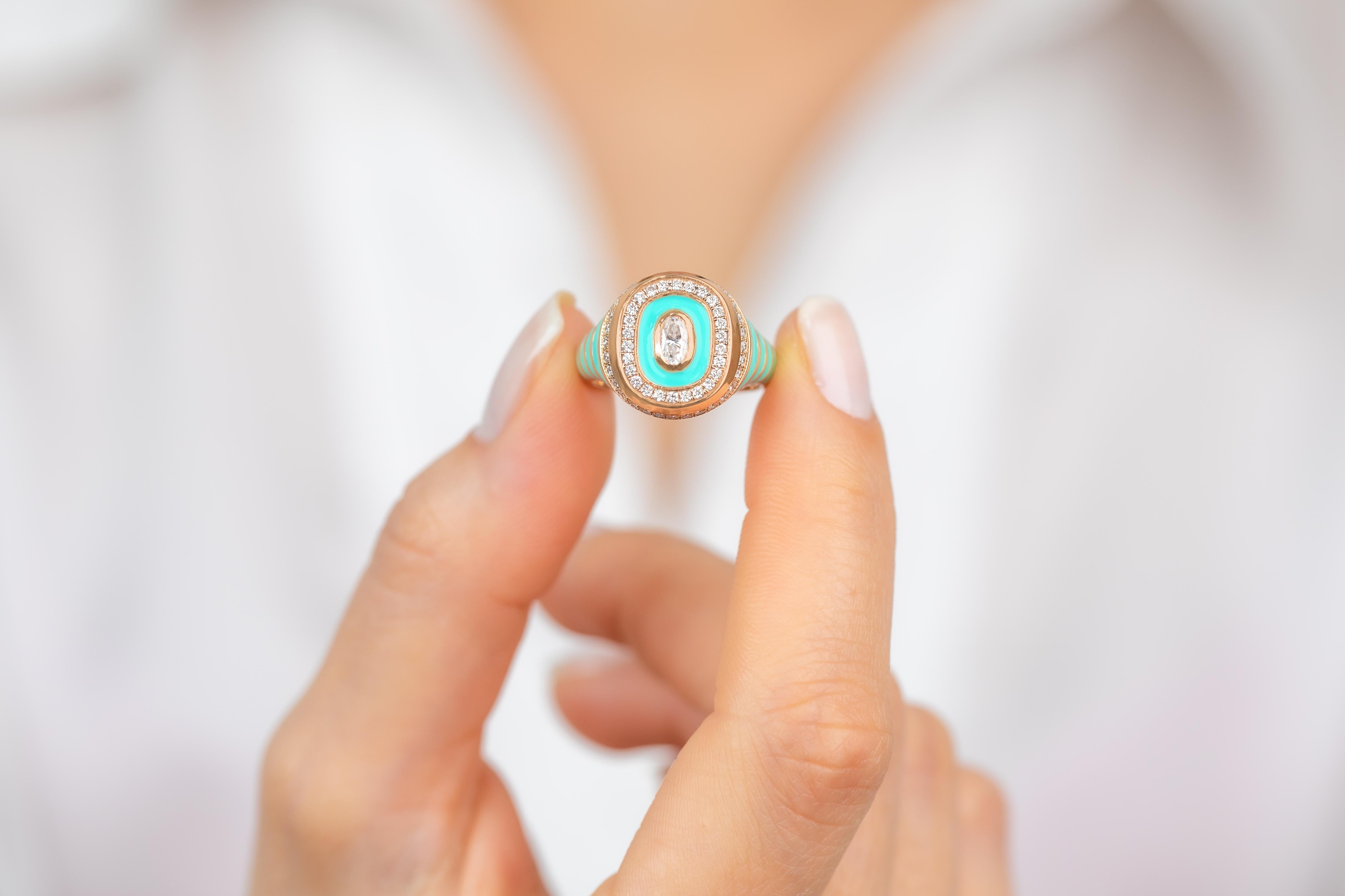Elegant 925 Sterling Silver Enamel Ring: Bold Colors and Unique Jewelry For Sale 6