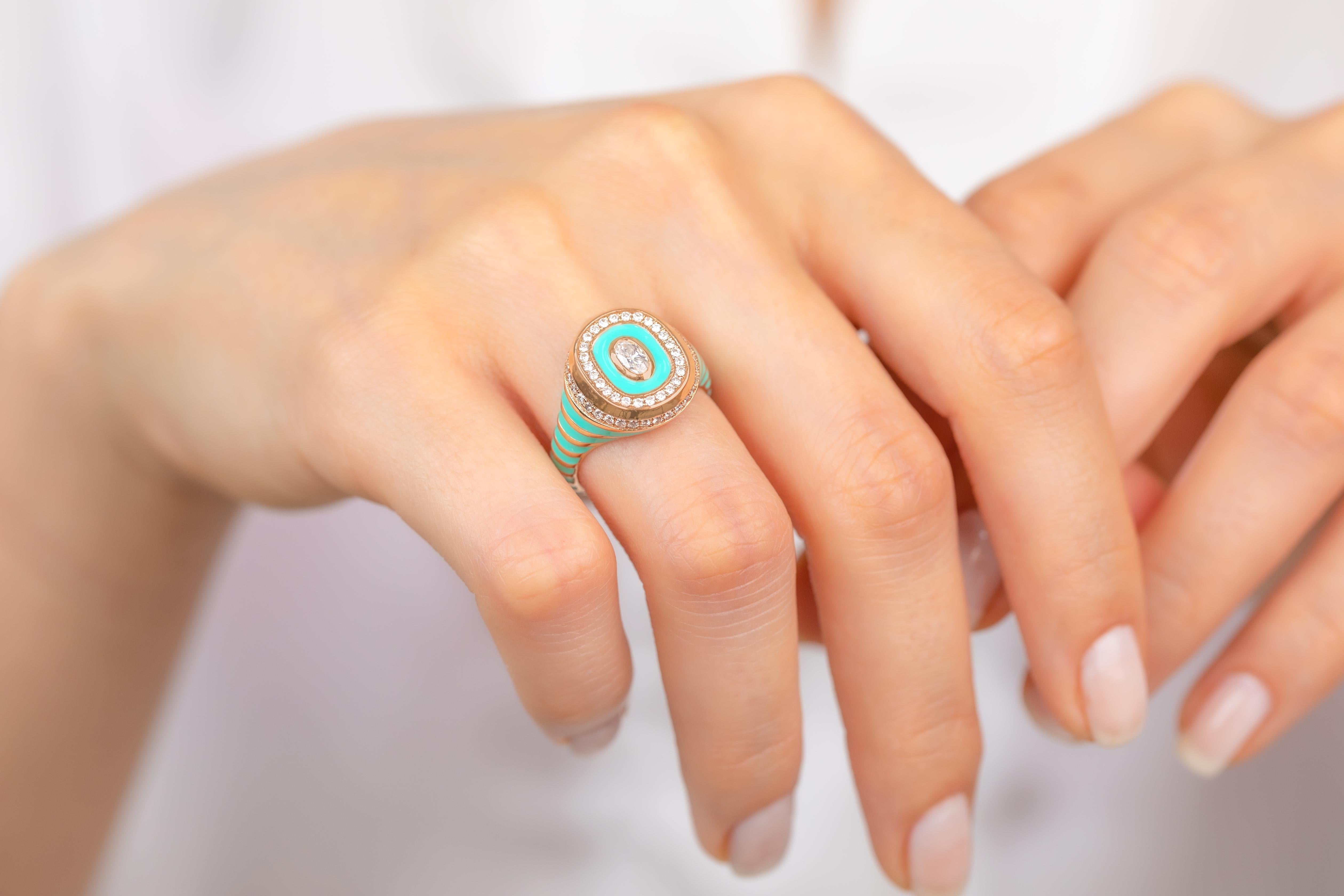 Baroque Elegant 925 Sterling Silver Enamel Ring: Bold Colors and Unique Jewelry For Sale
