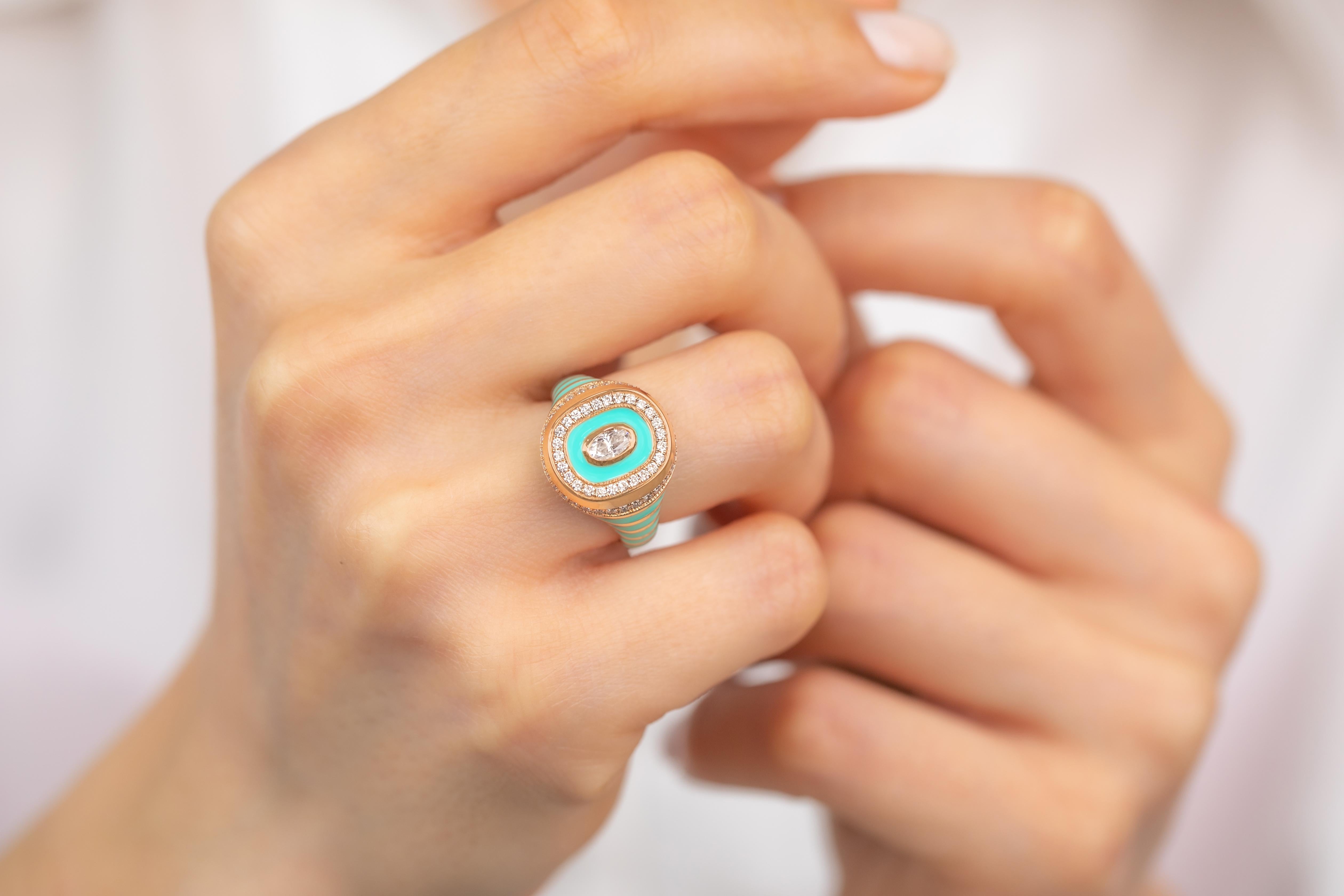 Elegant 925 Sterling Silver Enamel Ring: Bold Colors and Unique Jewelry For Sale 7