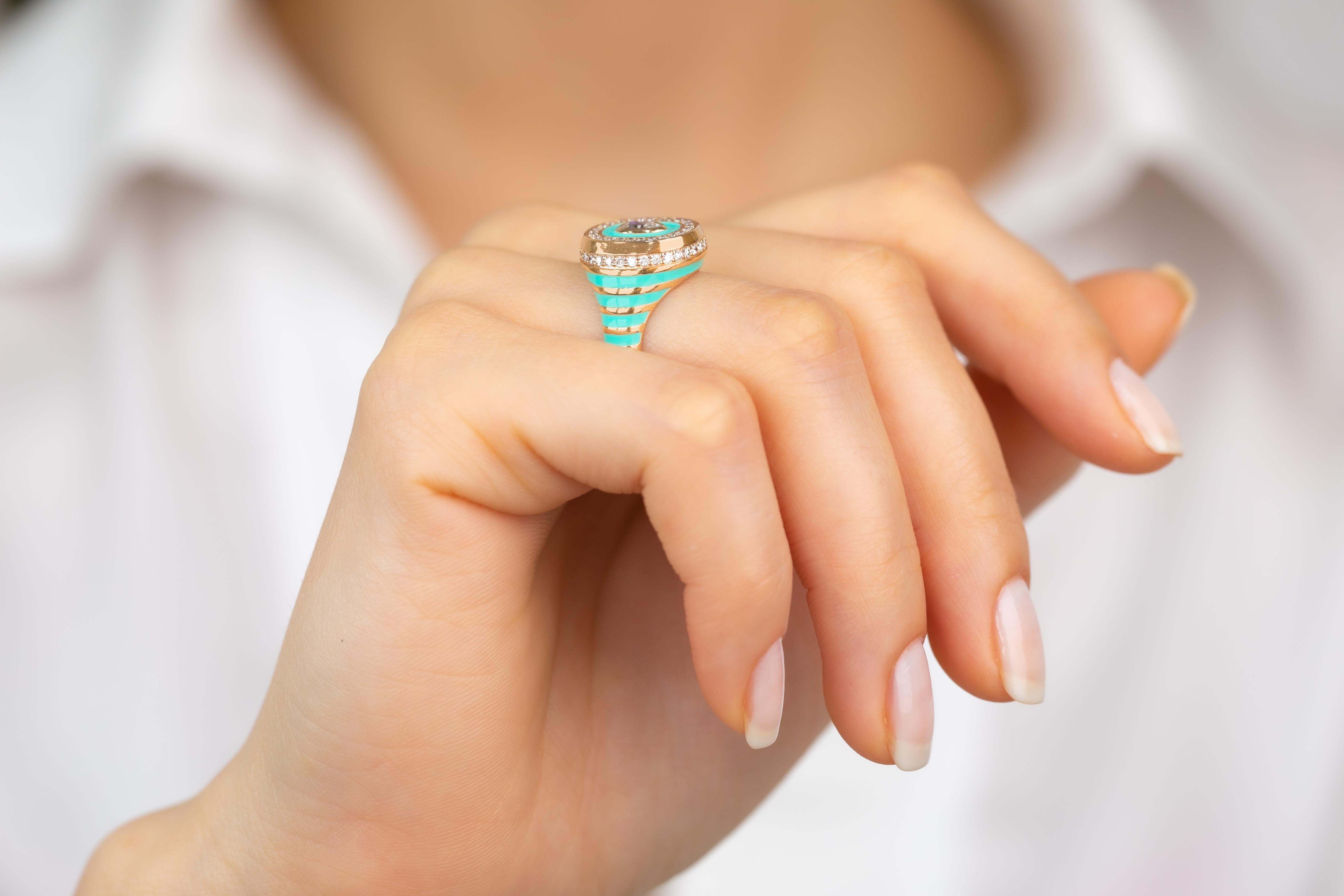 Elegant 925 Sterling Silver Enamel Ring: Bold Colors and Unique Jewelry For Sale 9